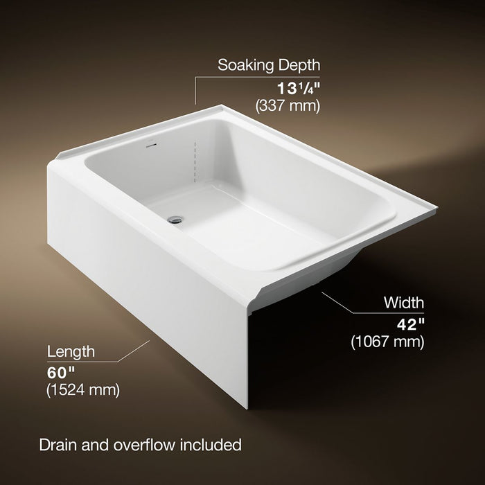 KOHLER K-25833-LA Avec 60" x 42" alcove bath, left drain