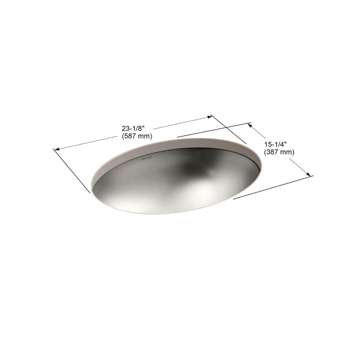 KOHLER K-2602-SU Rhythm 23-1/4" oval undermount bathroom sink, no overflow