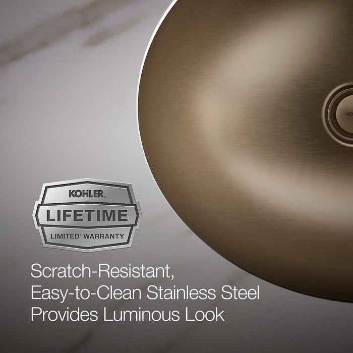 Kohler Bachata 20" oval drop-in/undermount bathroom sink, no overflow