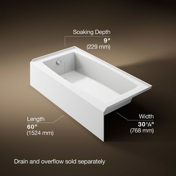 KOHLER K-26109-LA Entity 60" x 30" alcove bath, left drain