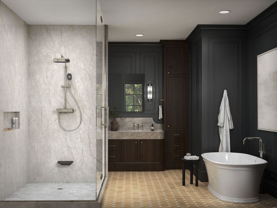 KOHLER K-26337-9 Anthem Two-way exposed thermostatic valve with shower column for rainhead and handshower