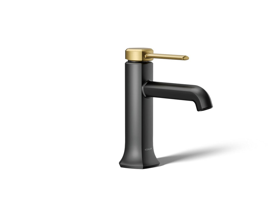 KOHLER K-27000-4 Occasion Single-handle bathroom sink faucet, 1.2 gpm, matte black with brushed moderne brass