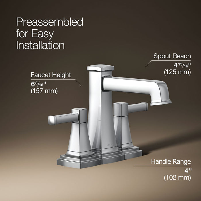 KOHLER K-27398-4 Riff Centerset bathroom sink faucet, 1.2 gpm