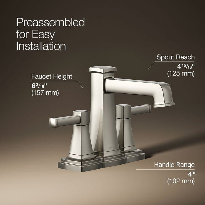 KOHLER K-27398-4 Riff Centerset bathroom sink faucet, 1.2 gpm
