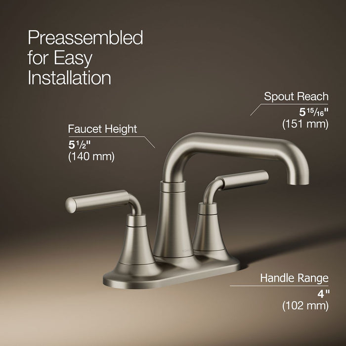 KOHLER K-27414-4 Tone Centerset bathroom sink faucet, 1.2 gpm