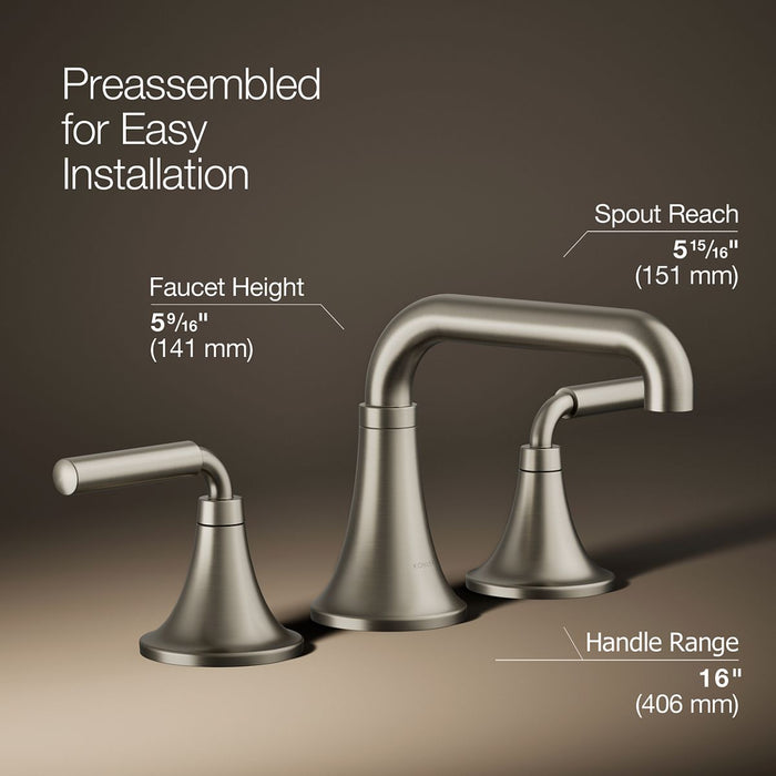 KOHLER K-27416-4 Tone Widespread bathroom sink faucet, 1.2 gpm