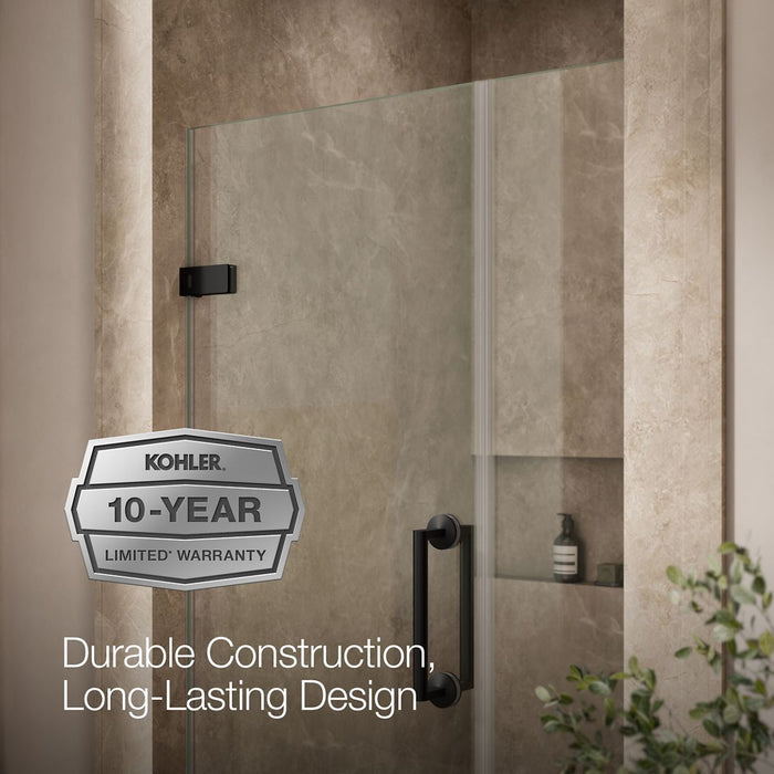 KOHLER K-27589-10L Components Frameless pivot shower door, 71-9/16" H x 33-5/8 - 34-3/8" W, with 3/8" thick Crystal Clear...