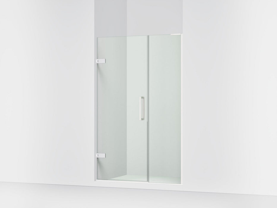 KOHLER K-27604-10L Composed Frameless pivot shower door, 71-3/4" H x 45-1/4 - 46" W, with 3/8" thick Crystal Clear glass