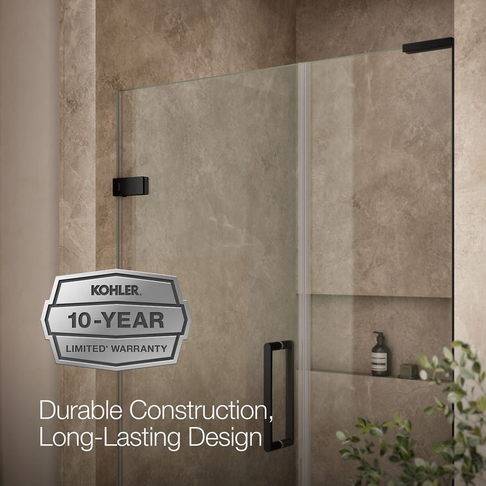 KOHLER K-27604-10L Composed Frameless pivot shower door, 71-3/4" H x 45-1/4 - 46" W, with 3/8" thick Crystal Clear glass