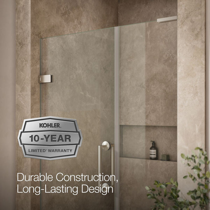 KOHLER K-27605-10L Components Frameless pivot shower door, 71-3/4" H x 45-1/4 - 46" W, with 3/8" thick Crystal Clear glass