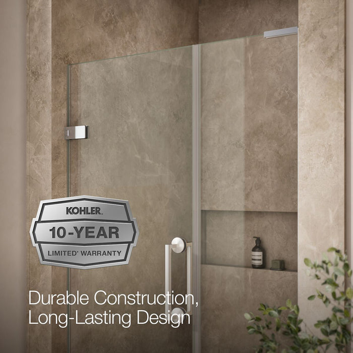 KOHLER K-27605-10L Components Frameless pivot shower door, 71-3/4" H x 45-1/4 - 46" W, with 3/8" thick Crystal Clear glass