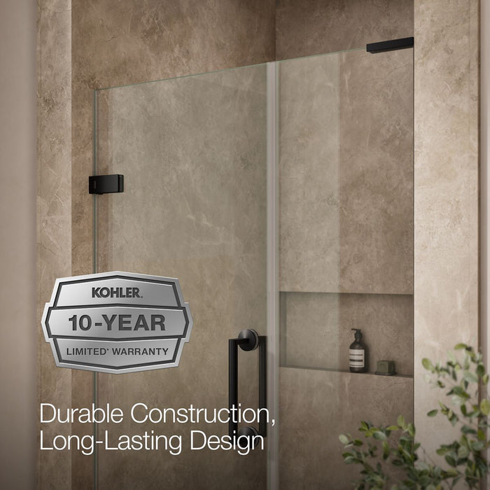 KOHLER K-27605-10L Components Frameless pivot shower door, 71-3/4" H x 45-1/4 - 46" W, with 3/8" thick Crystal Clear glass