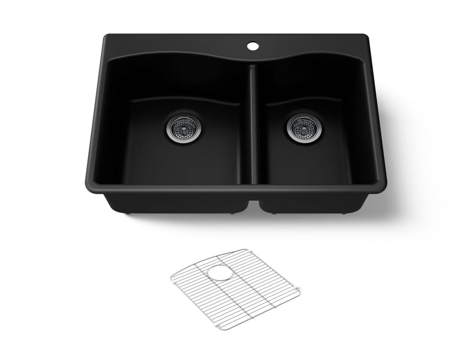 KOHLER K-28002-1 Kennon 33" top-/undermount double-bowl kitchen sink