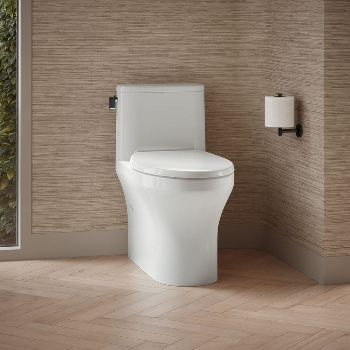 KOHLER K-28020 Spacity One-piece Compact Elongated Toilet with Skirted Trapway, 1.28 GPF