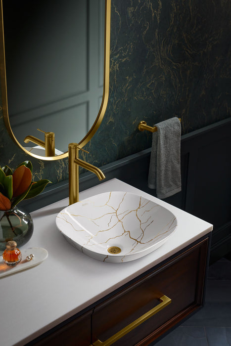 KOHLER K-28038-AUR Aureus 16-3/4" square vessel bathroom sink, no overflow