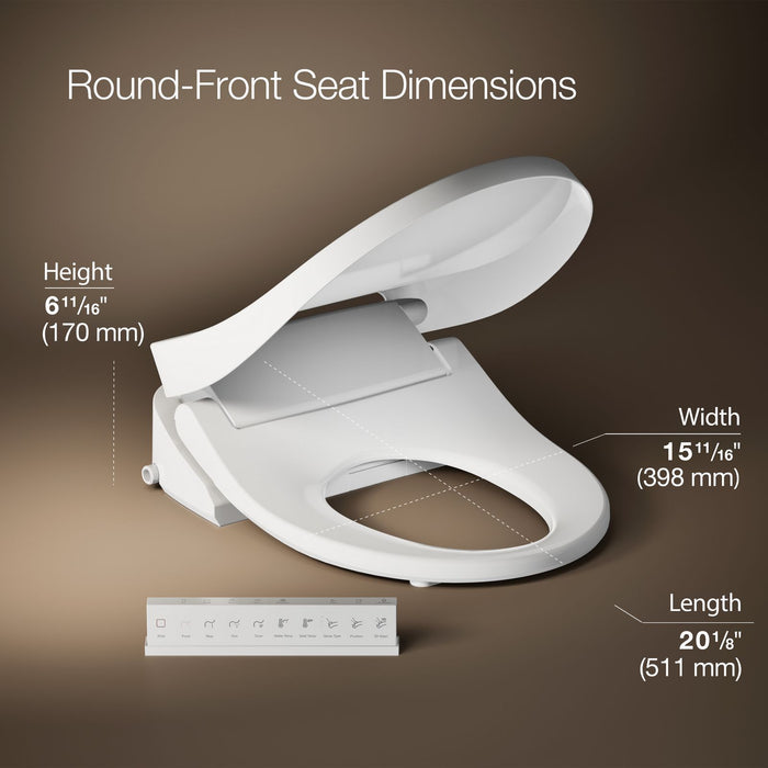 KOHLER K-28118-0 PureWash E815 K-28118 C3 Round-front Bidet Toilet Seat with Remote Control