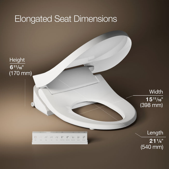 KOHLER K-28119 PureWash Elongated Bidet Toilet Seat with Remote Control