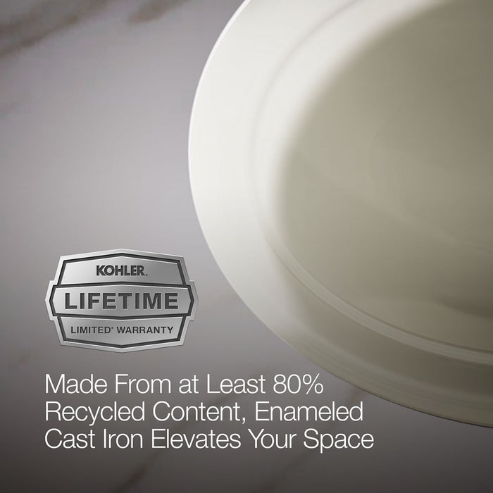 KOHLER Serif 20-3/4" oval undermount bathroom sink, no overflow