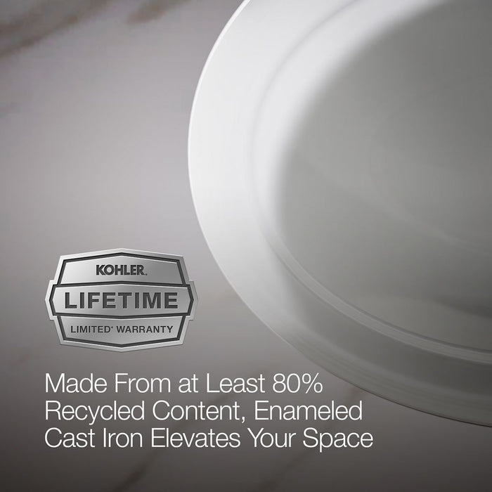KOHLER Serif 20-3/4" oval undermount bathroom sink, no overflow