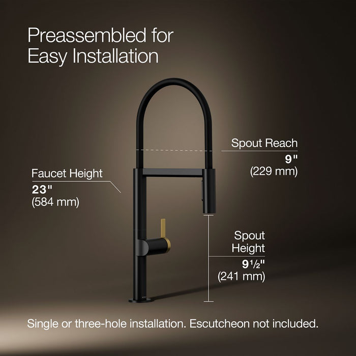 KOHLER K-28267 Components Semi-professional kitchen sink faucet with two-function sprayhead