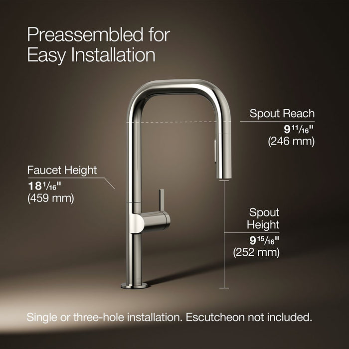 KOHLER K-28269 Components Pull-down kitchen sink faucet with two-function sprayhead
