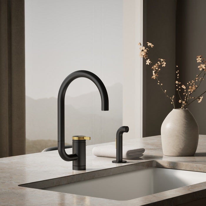 KOHLER K-28272 Components Single-handle kitchen sink faucet with two-function extended-reach spout and side sprayer