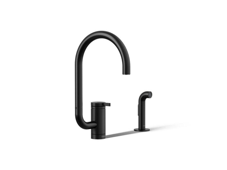 Kohler Components Single-handle kitchen sink faucet with two-function extended-reach spout and side sprayer