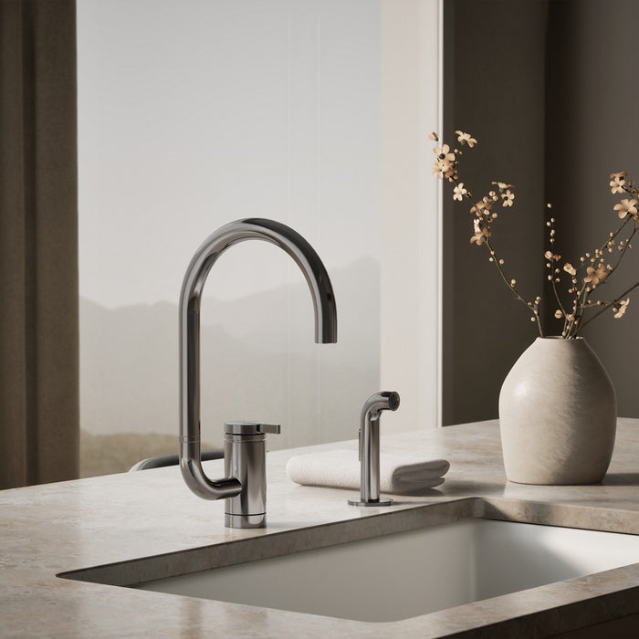KOHLER K-28272 Components Single-handle kitchen sink faucet with two-function extended-reach spout and side sprayer