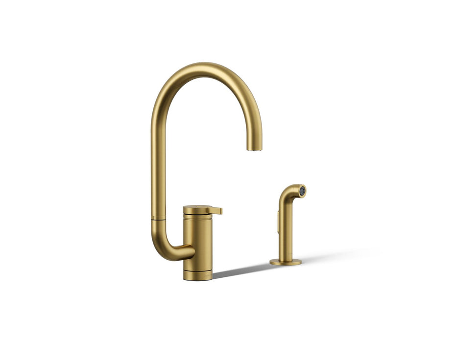 KOHLER K-28272 Components Single-handle kitchen sink faucet with two-function extended-reach spout and side sprayer