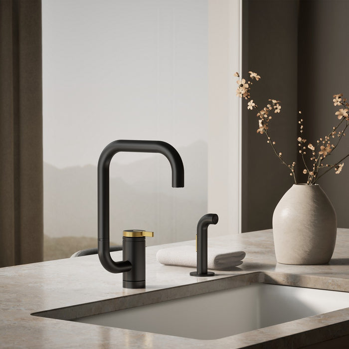 KOHLER K-28274 Components Single-handle kitchen sink faucet with two-function extended-reach spout and side sprayer
