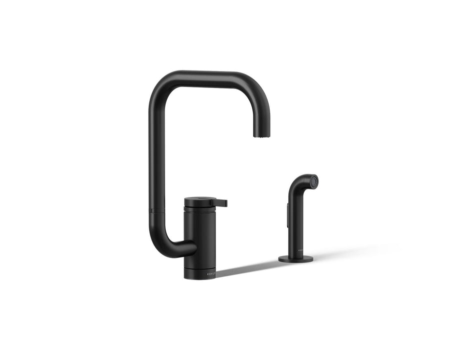 Kohler Components Single-handle kitchen sink faucet with two-function extended-reach spout and side sprayer