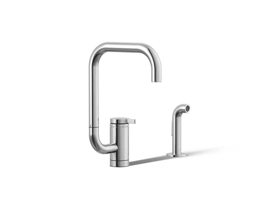 KOHLER K-28274 Components Single-handle kitchen sink faucet with two-function extended-reach spout and side sprayer