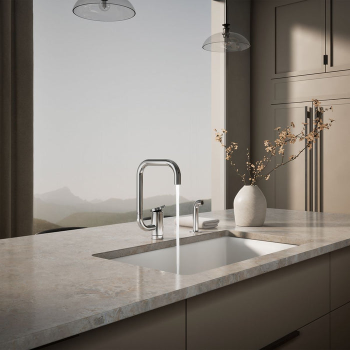 KOHLER K-28274 Components Single-handle kitchen sink faucet with two-function extended-reach spout and side sprayer