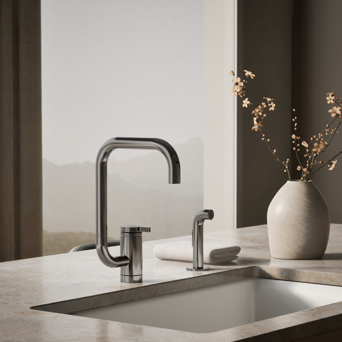 KOHLER K-28274 Components Single-handle kitchen sink faucet with two-function extended-reach spout and side sprayer