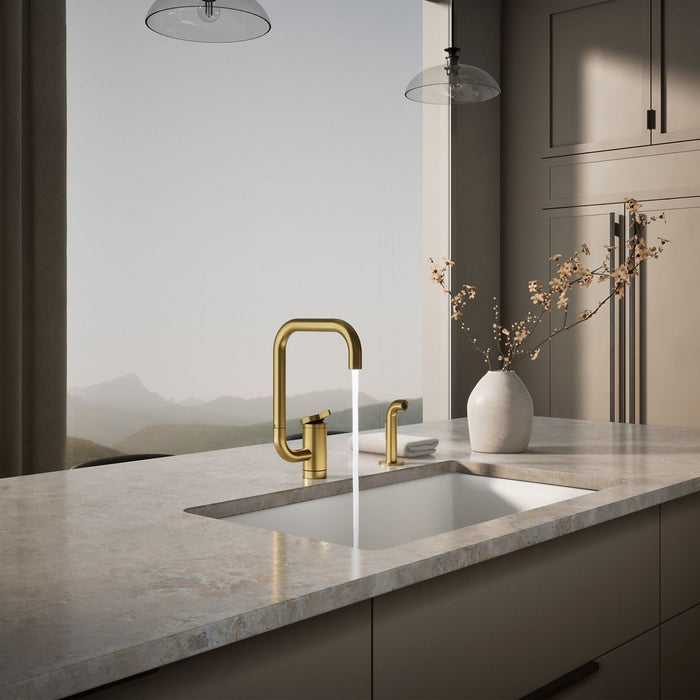Kohler Components Single-handle kitchen sink faucet with two-function extended-reach spout and side sprayer