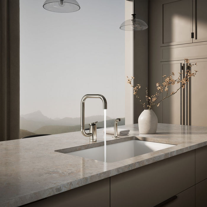 KOHLER K-28274 Components Single-handle kitchen sink faucet with two-function extended-reach spout and side sprayer