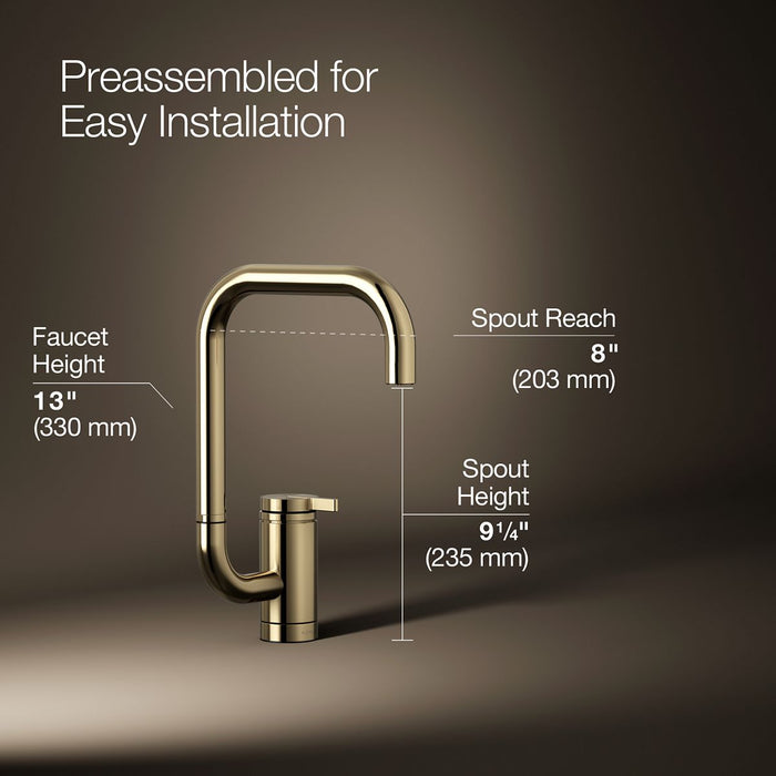 Kohler Components Single-handle bar sink faucet with two-function extended-reach spout
