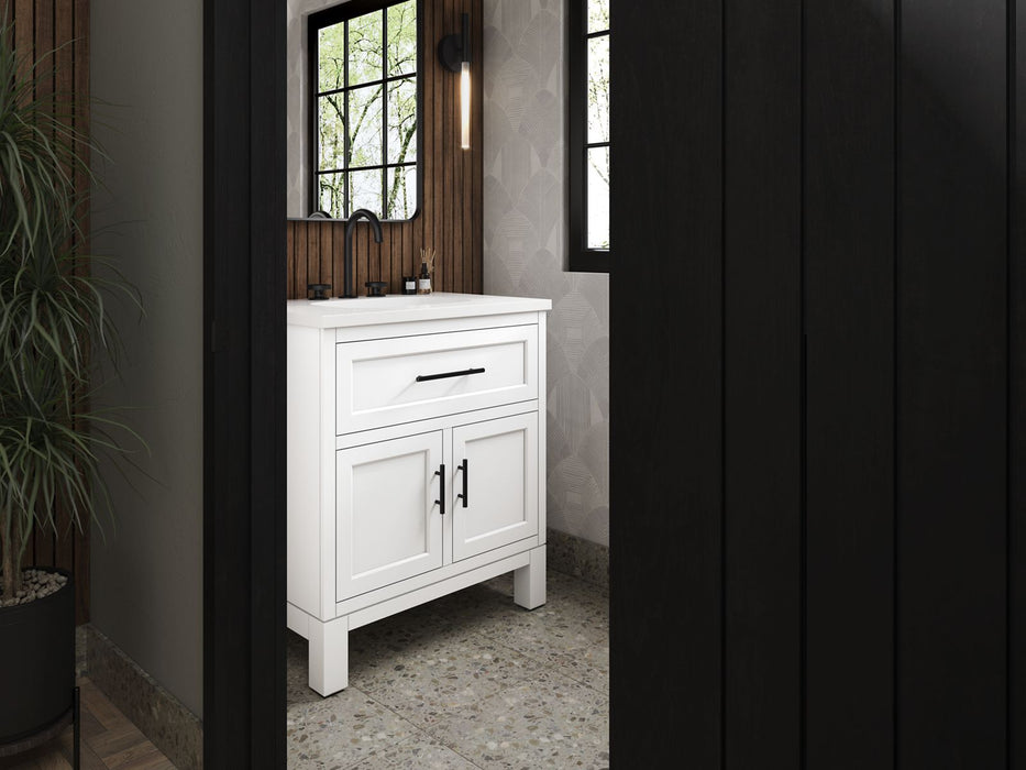 Kohler Quo 30" bathroom vanity cabinet with sink and quartz top