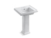KOHLER K-2844-4 Tresham 24" square pedestal bathroom sink, white