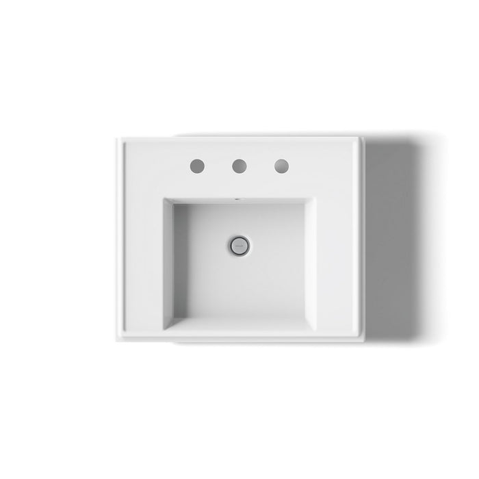 KOHLER K-2844-8 Tresham 24" square pedestal bathroom sink, white - view 3
