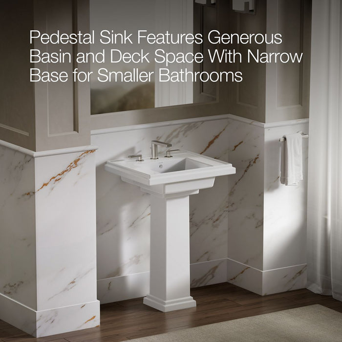KOHLER K-2844-8 Tresham 24" square pedestal bathroom sink, white - view 4