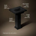 3/4 view of product with dimensions