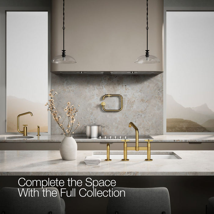 Kohler Billet Two-hole bridge kitchen sink faucet with side sprayer