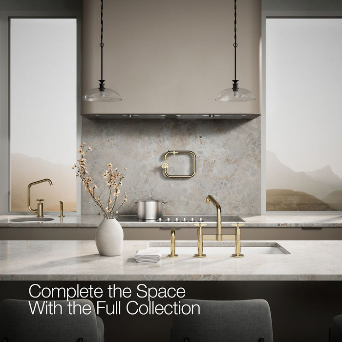 Kohler Billet Two-hole bridge kitchen sink faucet with side sprayer