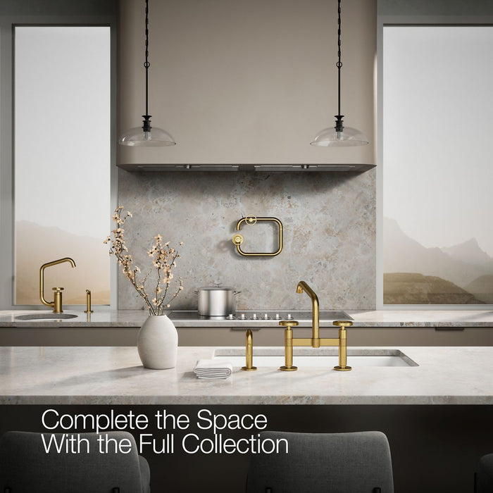 Kohler Billet Two-hole bridge kitchen sink faucet with side sprayer