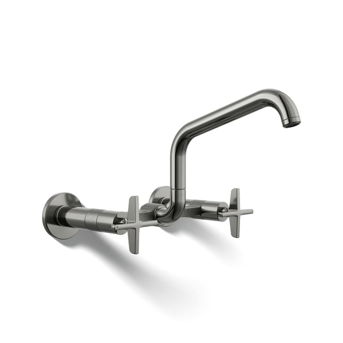 KOHLER K-28666-3 Billet Two-hole wall-mount bridge kitchen sink faucet