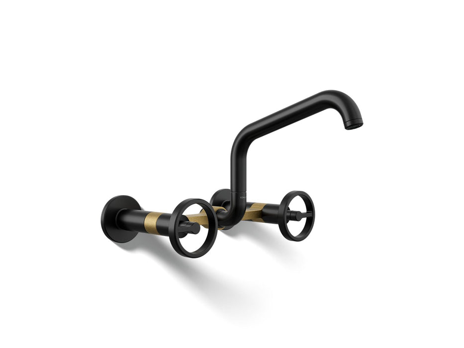 KOHLER K-28666-9 Billet Two-hole wall-mount bridge kitchen sink faucet