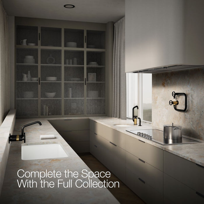 KOHLER K-28666-9 Billet Two-hole wall-mount bridge kitchen sink faucet