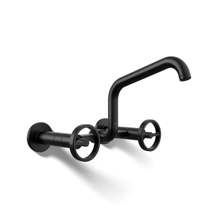 KOHLER K-28666-9 Billet Two-hole wall-mount bridge kitchen sink faucet