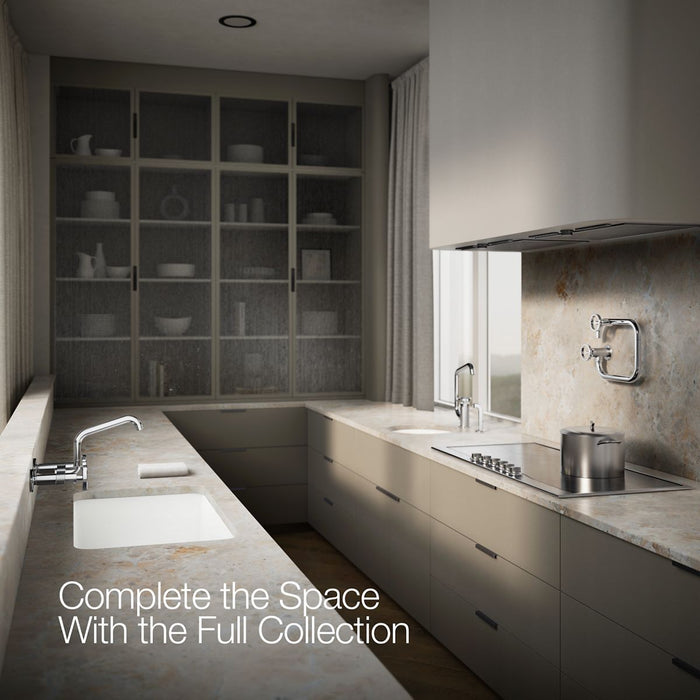 KOHLER K-28666-9 Billet Two-hole wall-mount bridge kitchen sink faucet